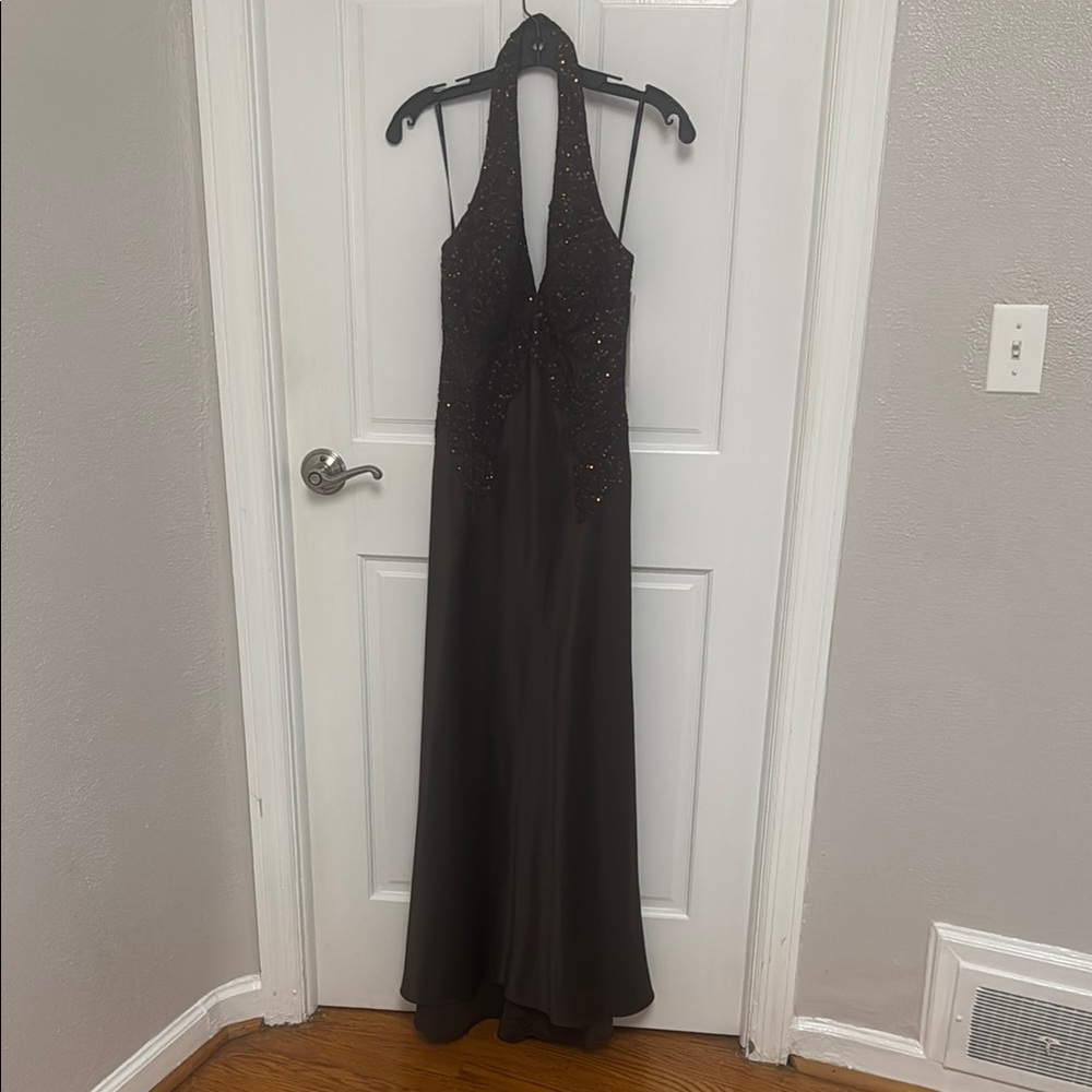 Xscape Brown Halter Gown